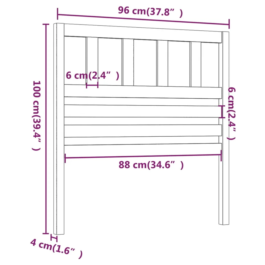 Tête de lit Marron miel 96x4x100 cm Bois massif de pin - 5