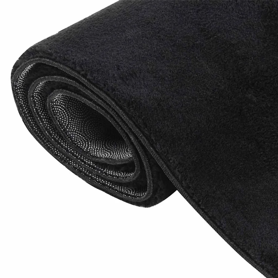 Tapis lavable à poils courts doux et moelleux antidérapant noir - 5