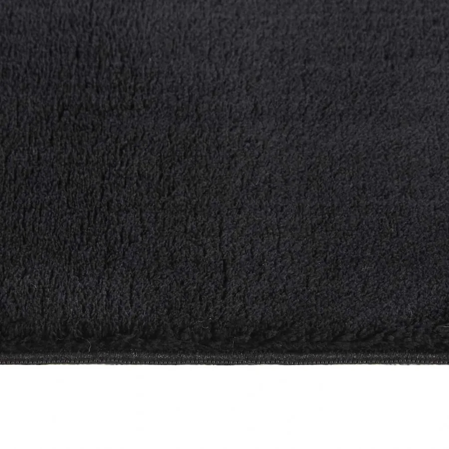 Tapis lavable à poils courts doux et moelleux antidérapant noir - 6