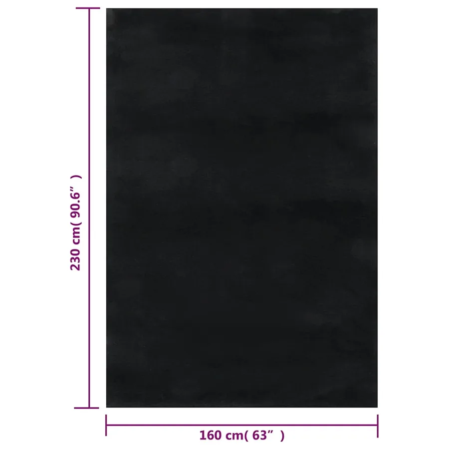 Tapis lavable à poils courts doux et moelleux antidérapant noir - 8