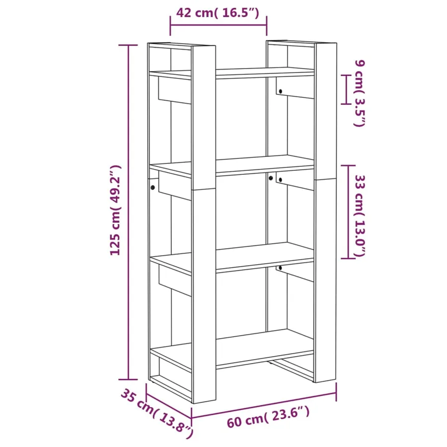 Bibliothèque/Cloison Marron miel 60x35x125 cm Bois massif - 8
