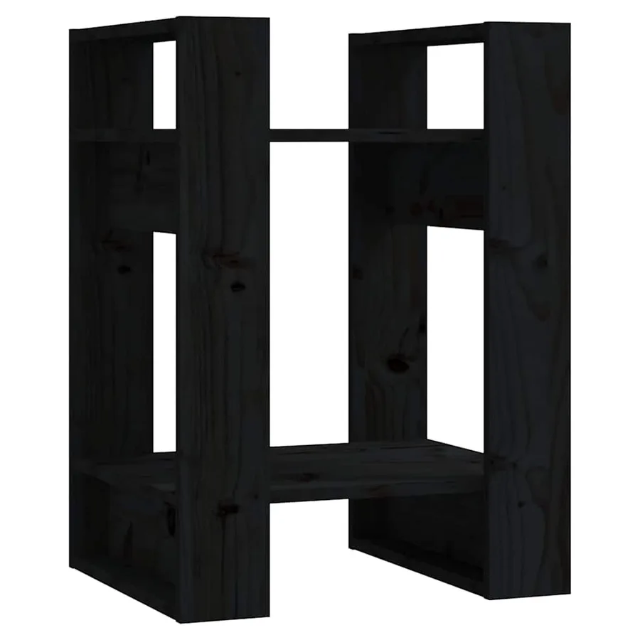 Bibliothèque/Séparateur de pièce Noir 41x35x57 cm Pin massif - 2
