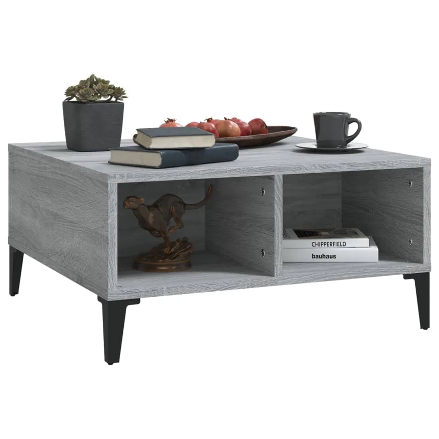 Table basse sonoma gris 60x60x30 cm bois d'ingénierie - 5