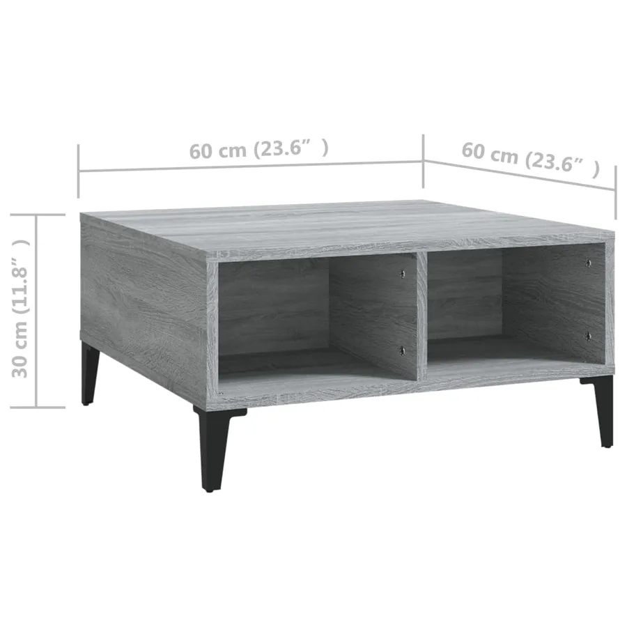 Table basse sonoma gris 60x60x30 cm bois d'ingénierie - 6