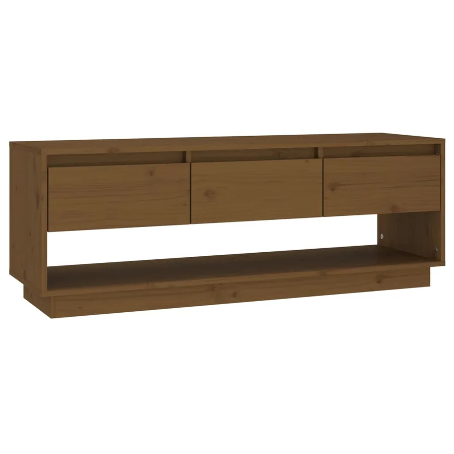 Meuble TV Marron miel 110,5x34x40 cm Bois de pin massif - 2