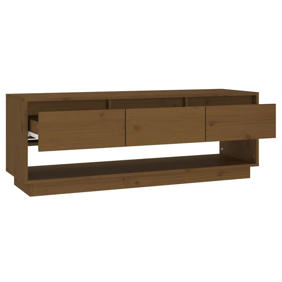 Meuble TV Marron miel 110,5x34x40 cm Bois de pin massif - 4