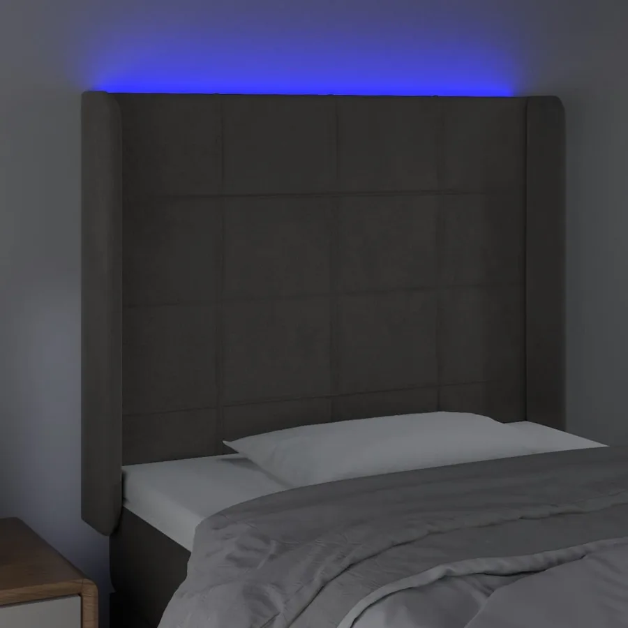 Tête de lit à LED Gris foncé 103x16x118/128 cm Velours - 4