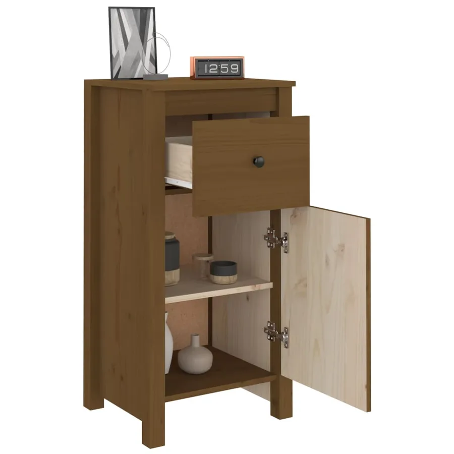 Buffet marron miel 40x35x80 cm bois massif de pin - 7