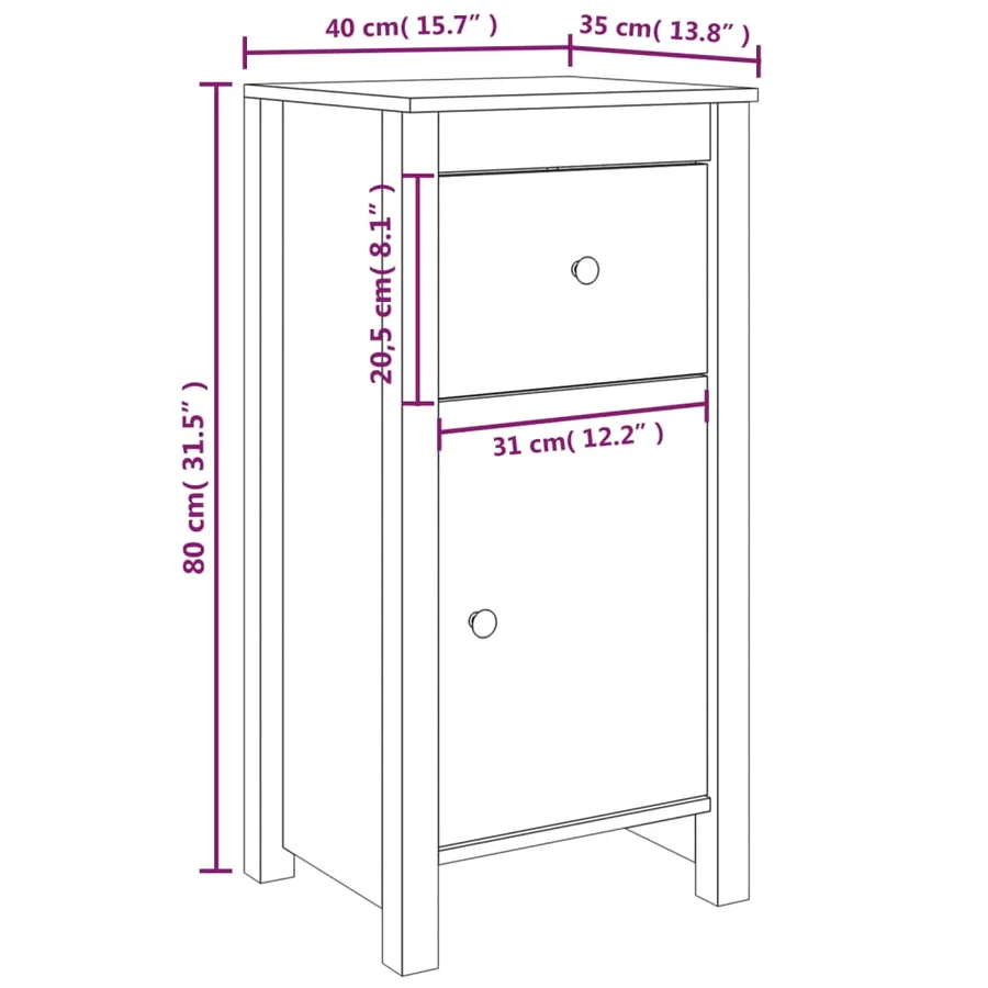 Buffet marron miel 40x35x80 cm bois massif de pin - 8