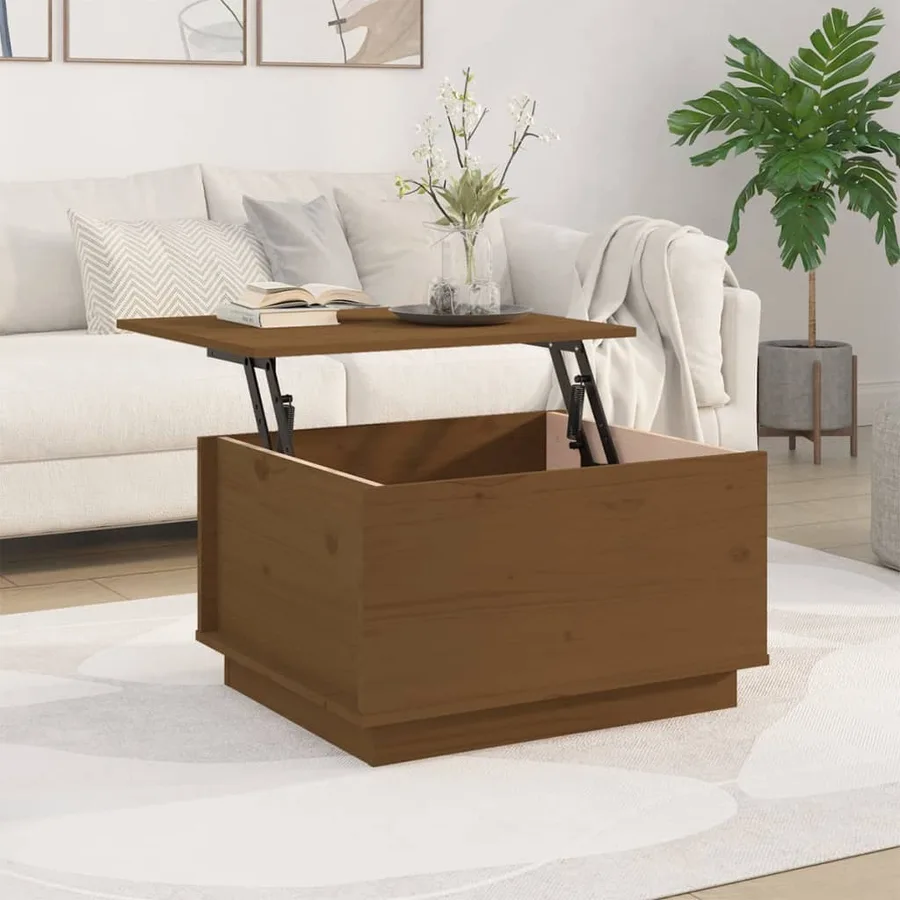 Table basse Marron miel 60x50x35 cm Bois massif de pin - 3