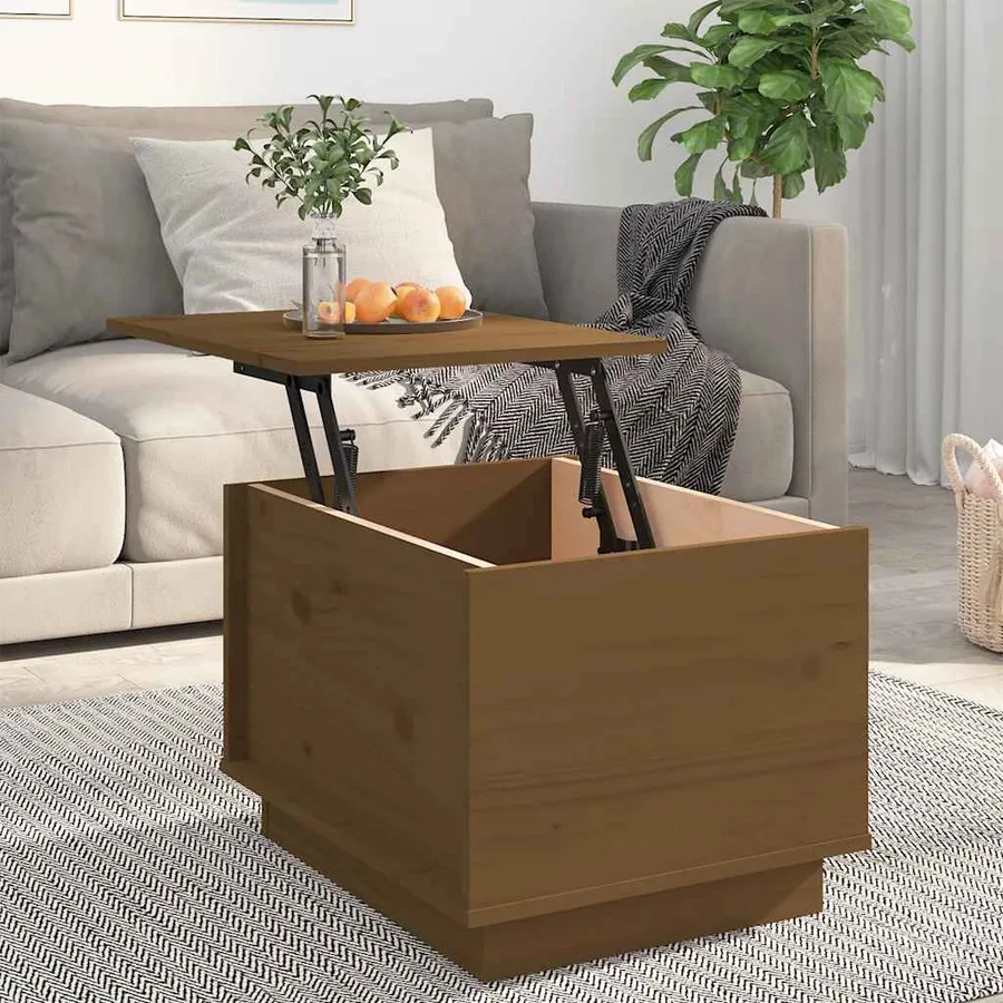 Table basse Marron miel 40x50x35 cm Bois massif de pin - 3