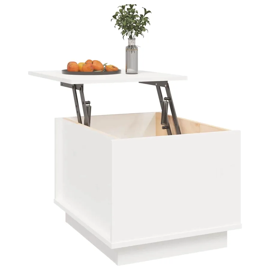 Table basse Blanc 40x50x35 cm Bois massif de pin - 5
