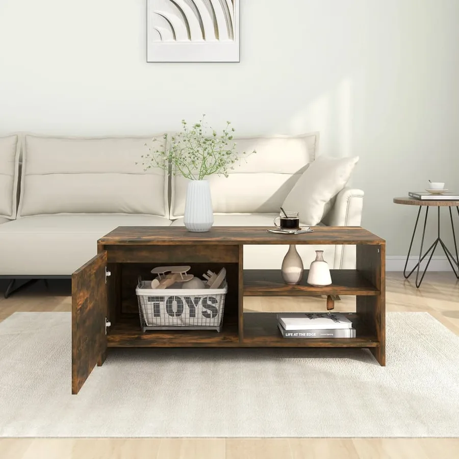 Table basse Chêne fumé 102x50x45 cm Bois d'ingénierie - 3