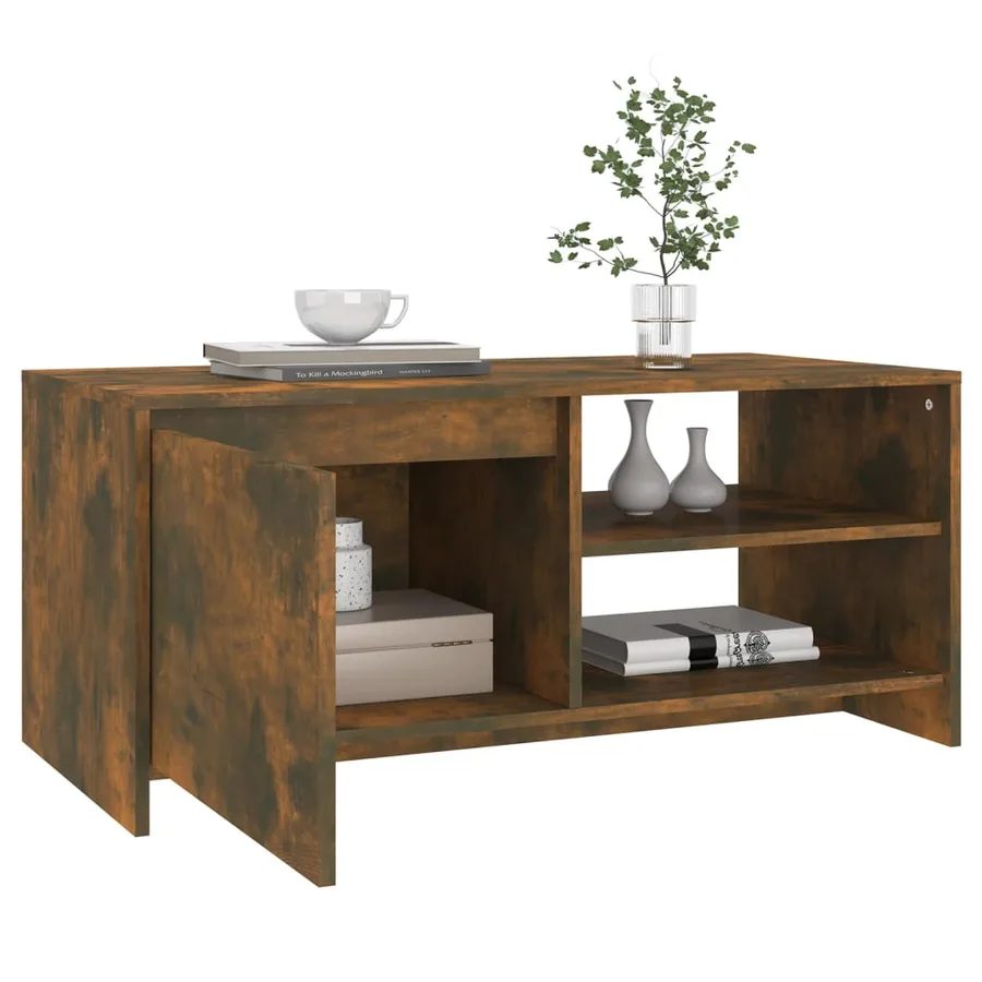 Table basse Chêne fumé 102x50x45 cm Bois d'ingénierie - 4