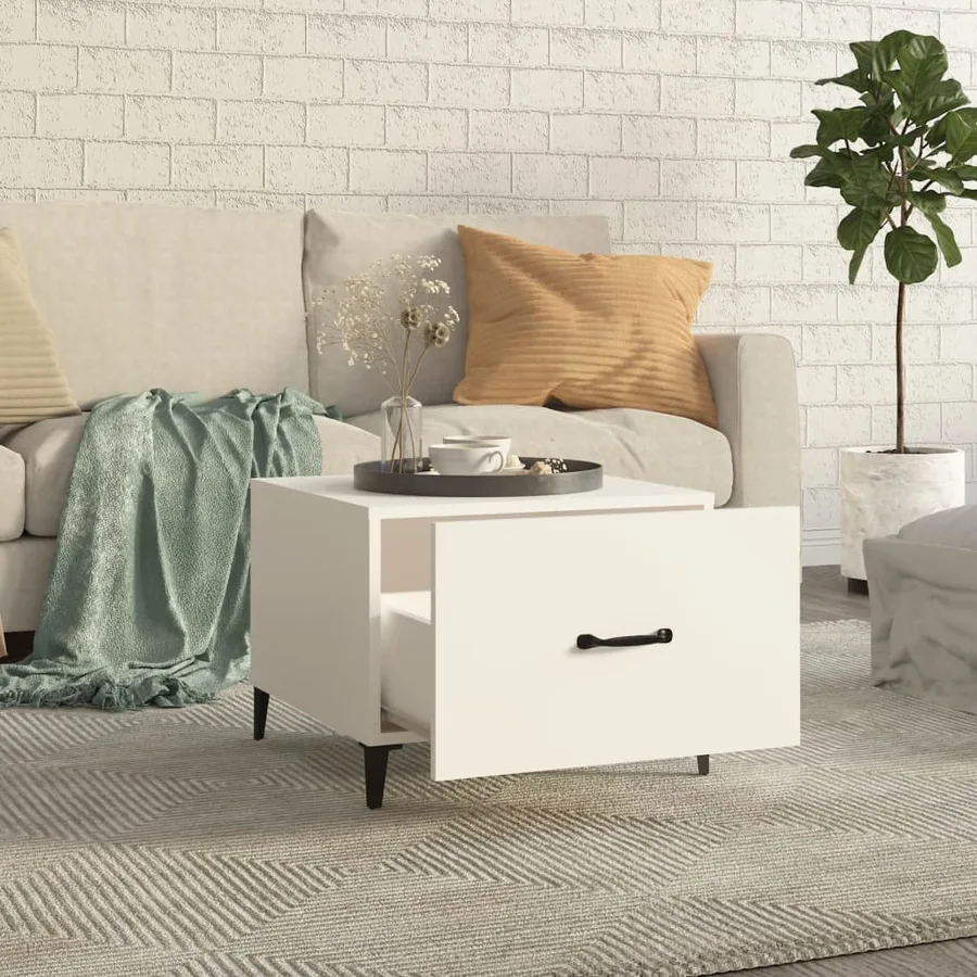 Table basse avec pieds en métal Blanc 50x50x40 cm - 3