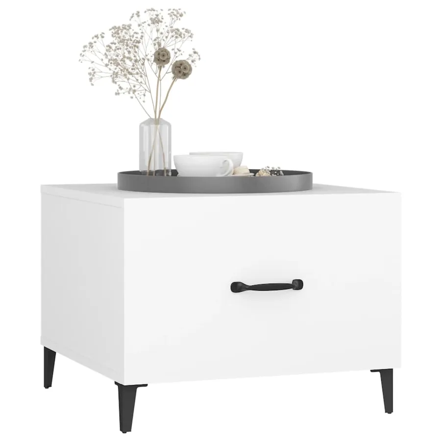 Table basse avec pieds en métal Blanc 50x50x40 cm - 4
