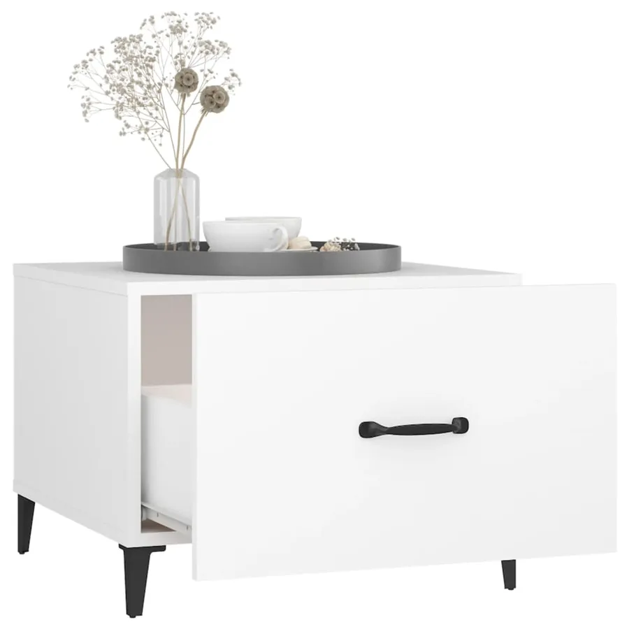 Table basse avec pieds en métal Blanc 50x50x40 cm - 5