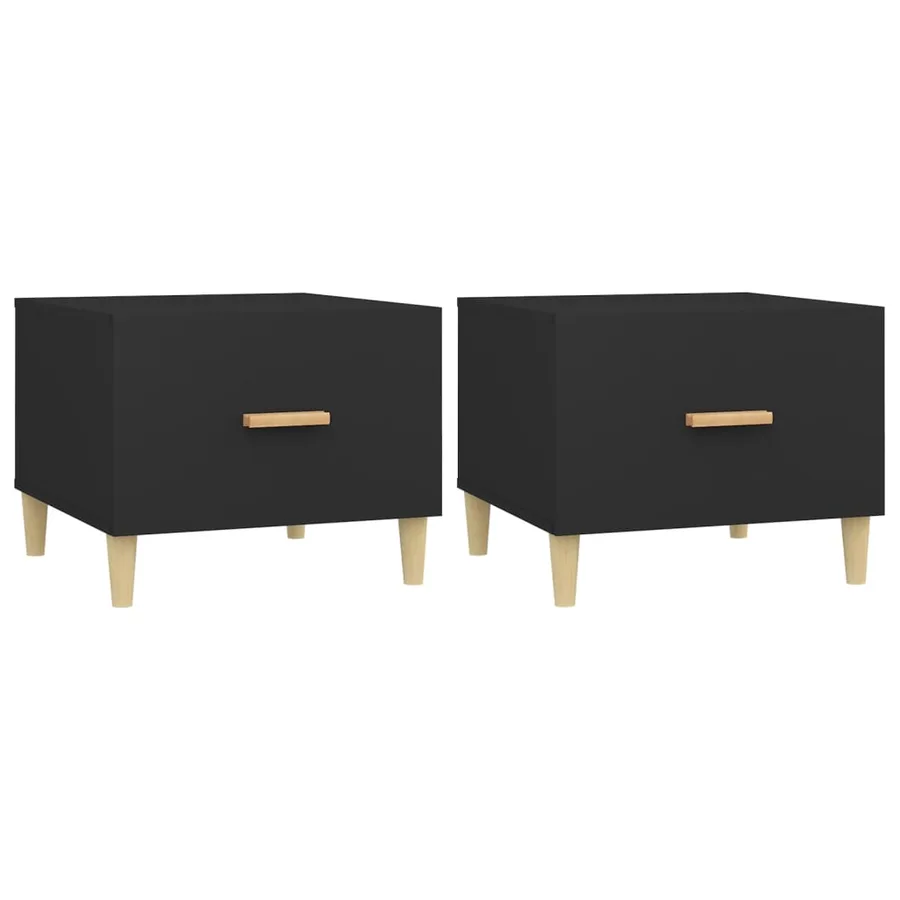 Tables basses 2 pcs noir 50x50x40 cm bois d'ingénierie - 2