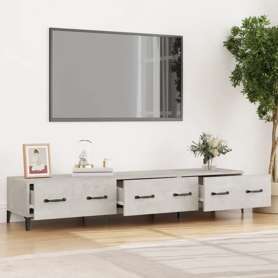 Meuble TV Gris béton 150x34,5x30 cm Bois d'ingénierie - 3