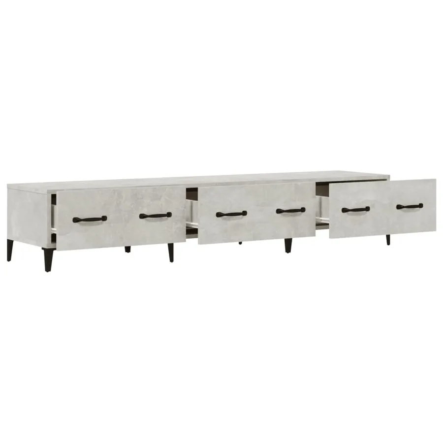Meuble TV Gris béton 150x34,5x30 cm Bois d'ingénierie - 6