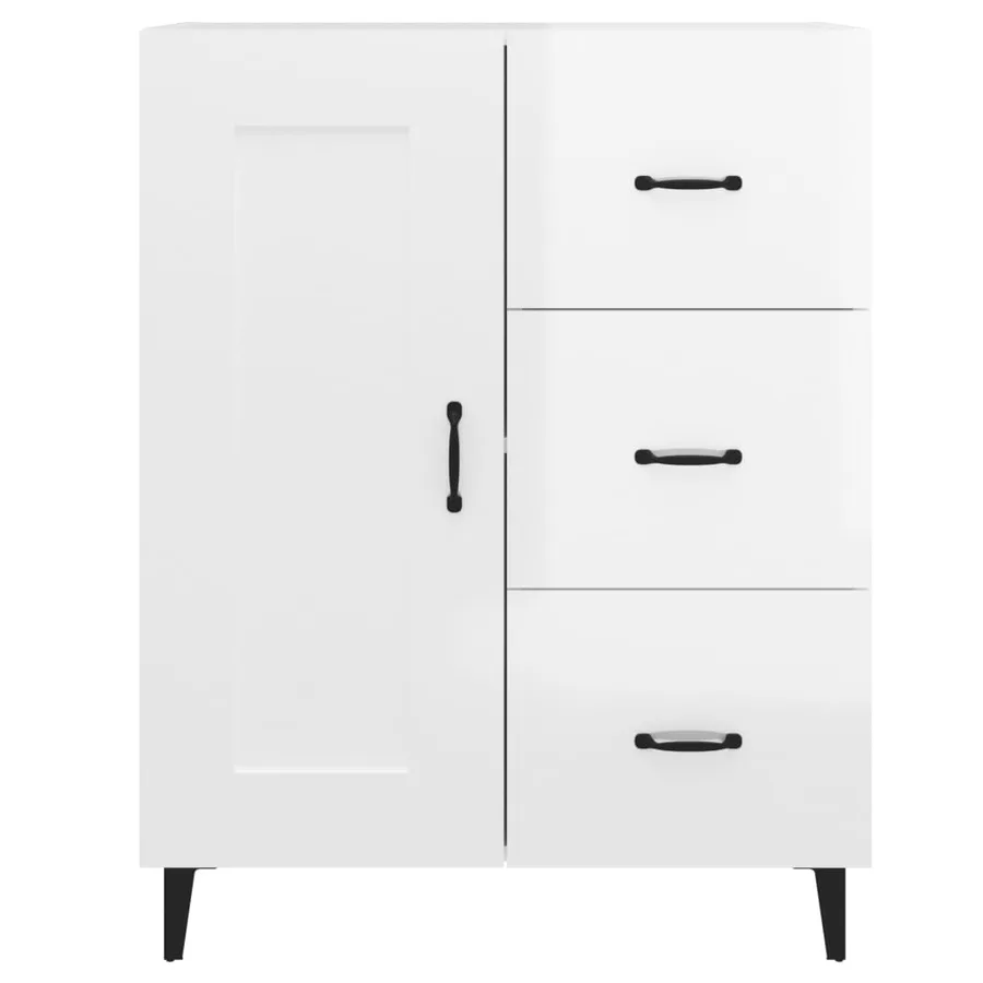 Buffet Blanc brillant 69,5x34x90 cm Bois d'ingénierie - 6