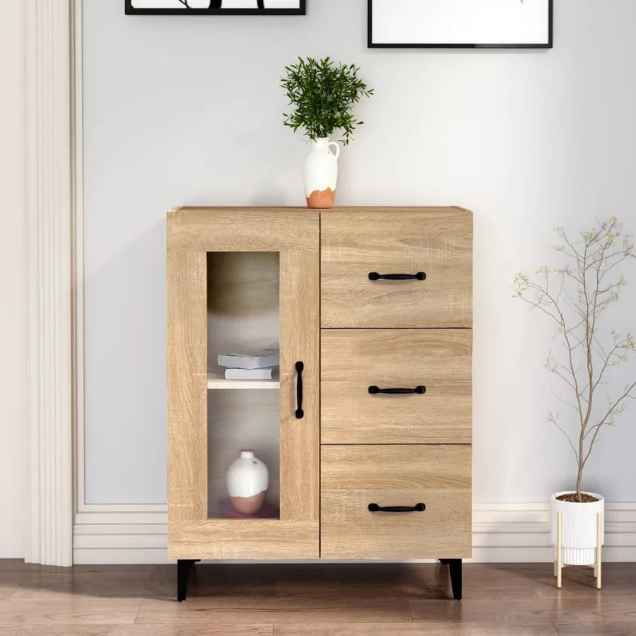 Buffet chêne sonoma 69,5x34x90 cm bois d'ingénierie