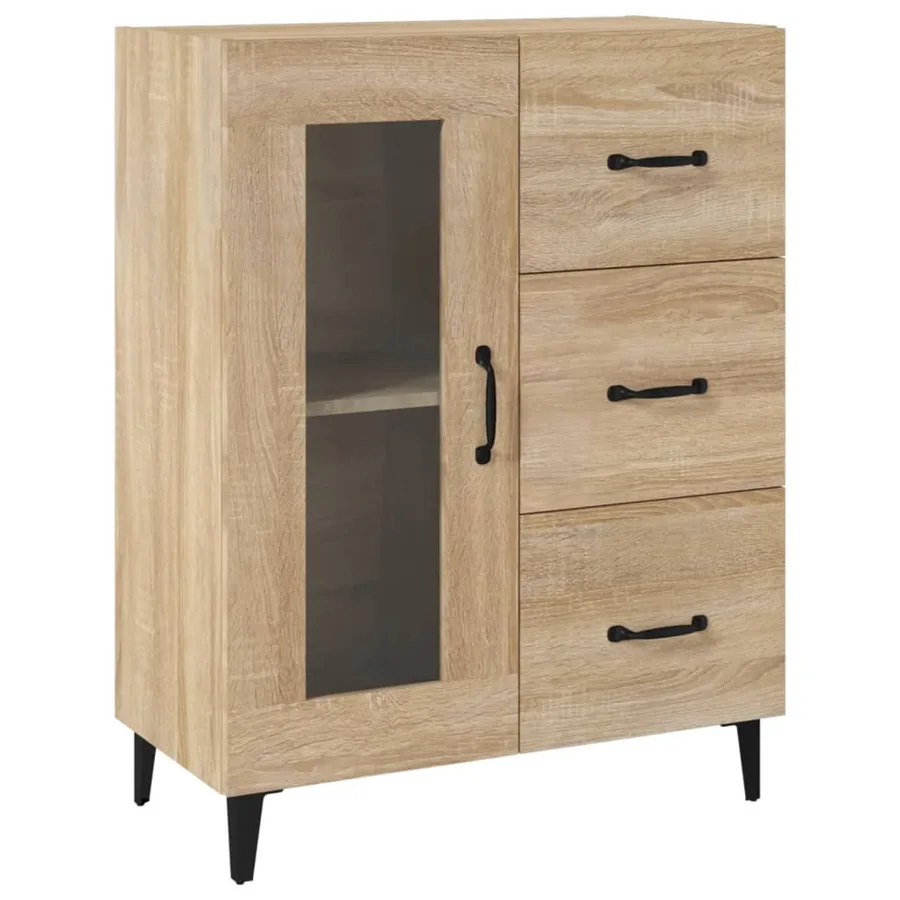 Buffet chêne sonoma 69,5x34x90 cm bois d'ingénierie - 2