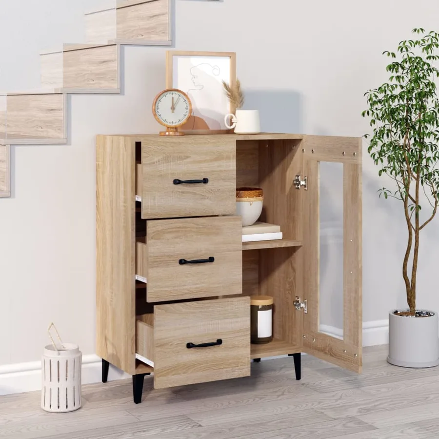 Buffet chêne sonoma 69,5x34x90 cm bois d'ingénierie - 3