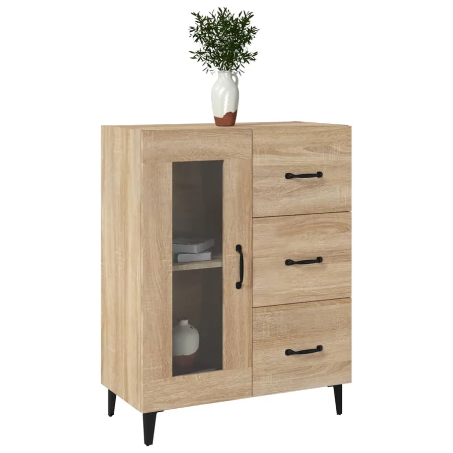 Buffet chêne sonoma 69,5x34x90 cm bois d'ingénierie - 4