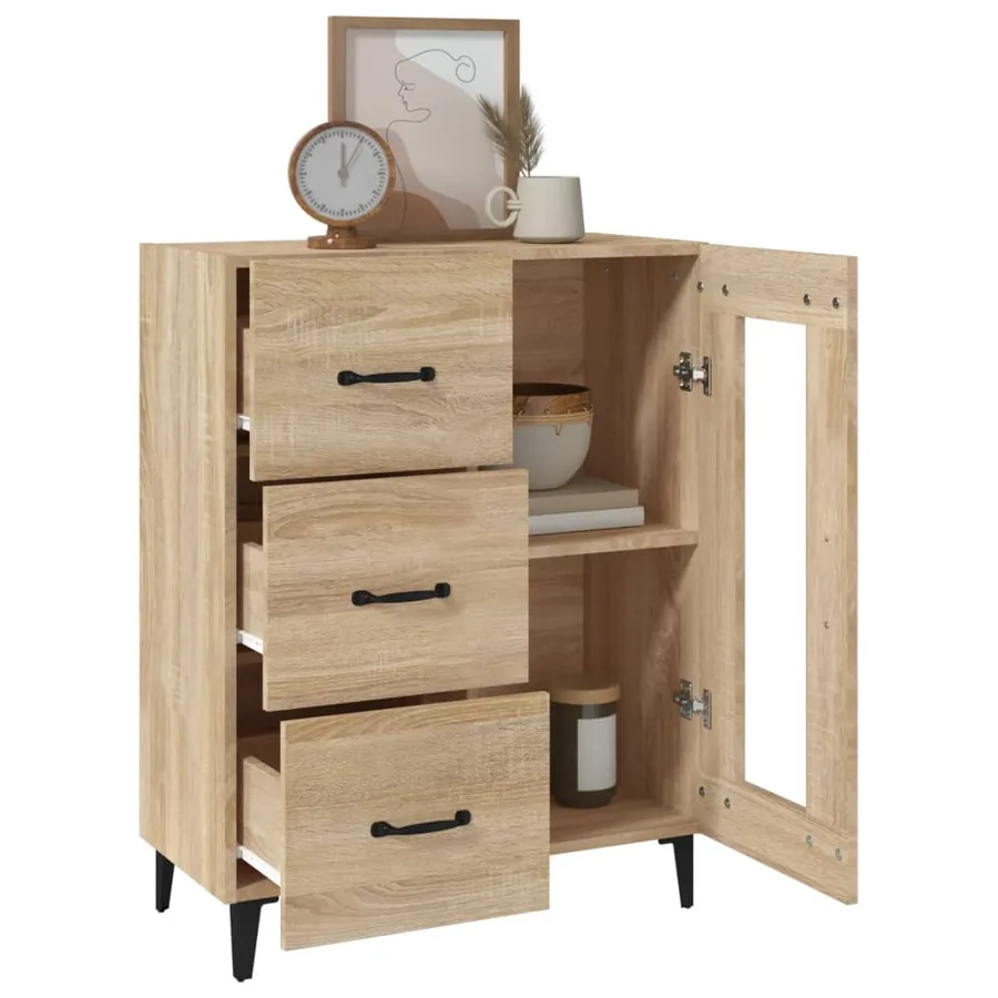 Buffet chêne sonoma 69,5x34x90 cm bois d'ingénierie - 5