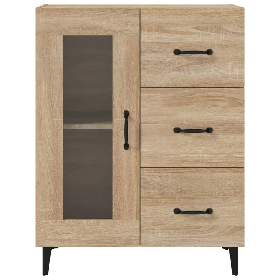 Buffet chêne sonoma 69,5x34x90 cm bois d'ingénierie - 6