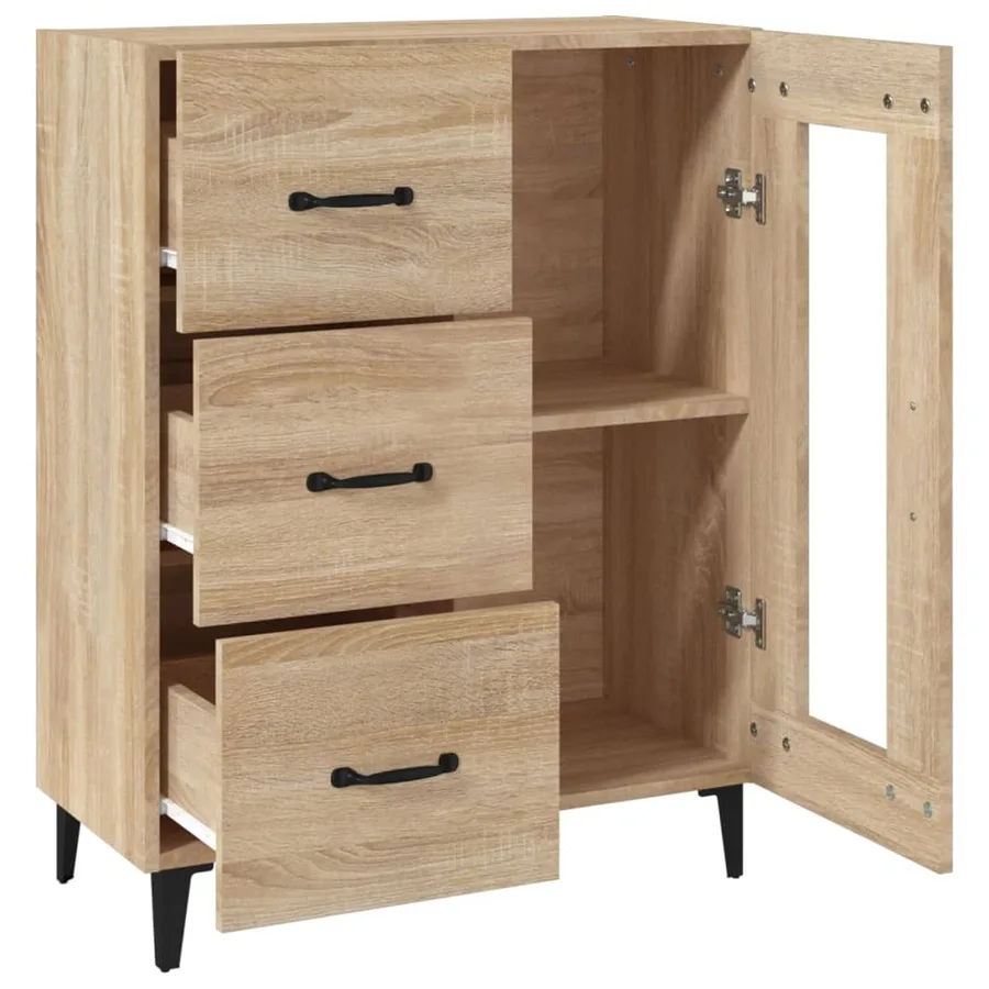 Buffet chêne sonoma 69,5x34x90 cm bois d'ingénierie - 8