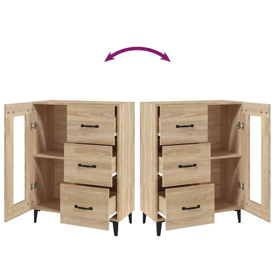Buffet chêne sonoma 69,5x34x90 cm bois d'ingénierie - 9