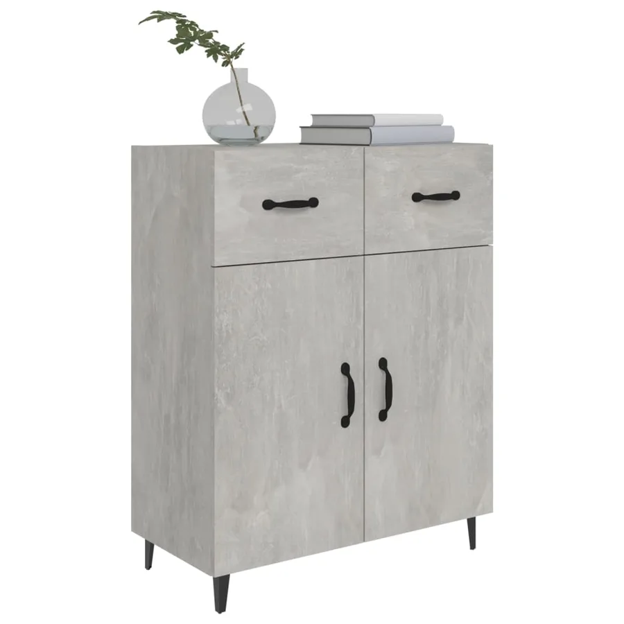 Buffet gris béton 69,5x34x90 cm bois d'ingénierie - 4