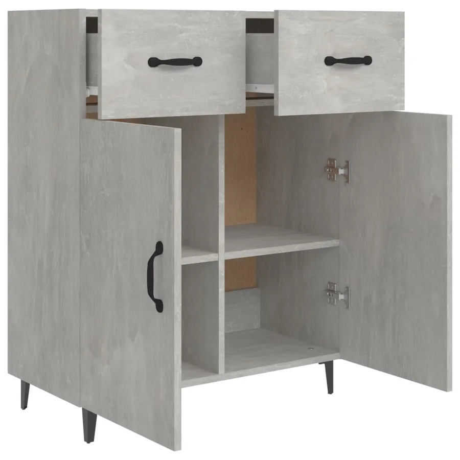 Buffet gris béton 69,5x34x90 cm bois d'ingénierie - 7