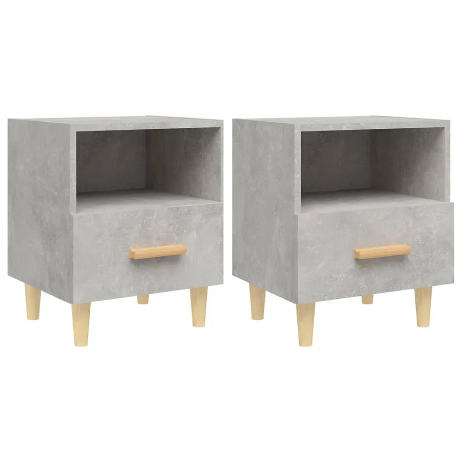Tables de chevet 2 pcs Gris béton 40x35x47 cm - 2