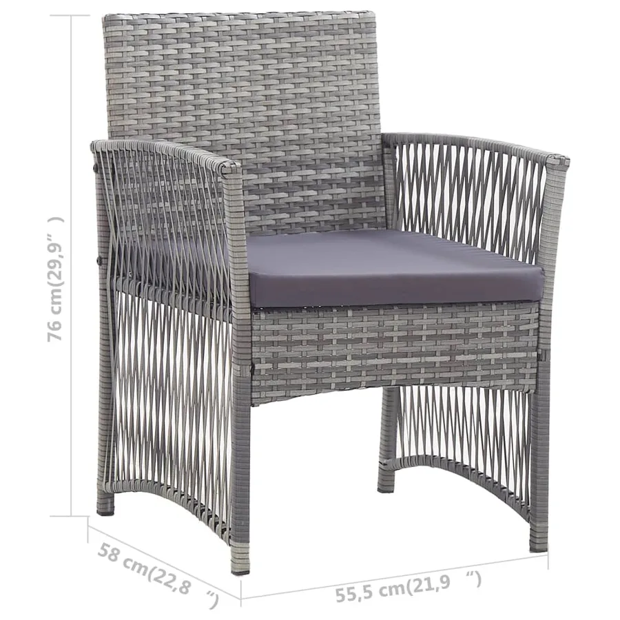 Salon de jardin 4 pcs avec coussin Résine tressée Anthracite - 19