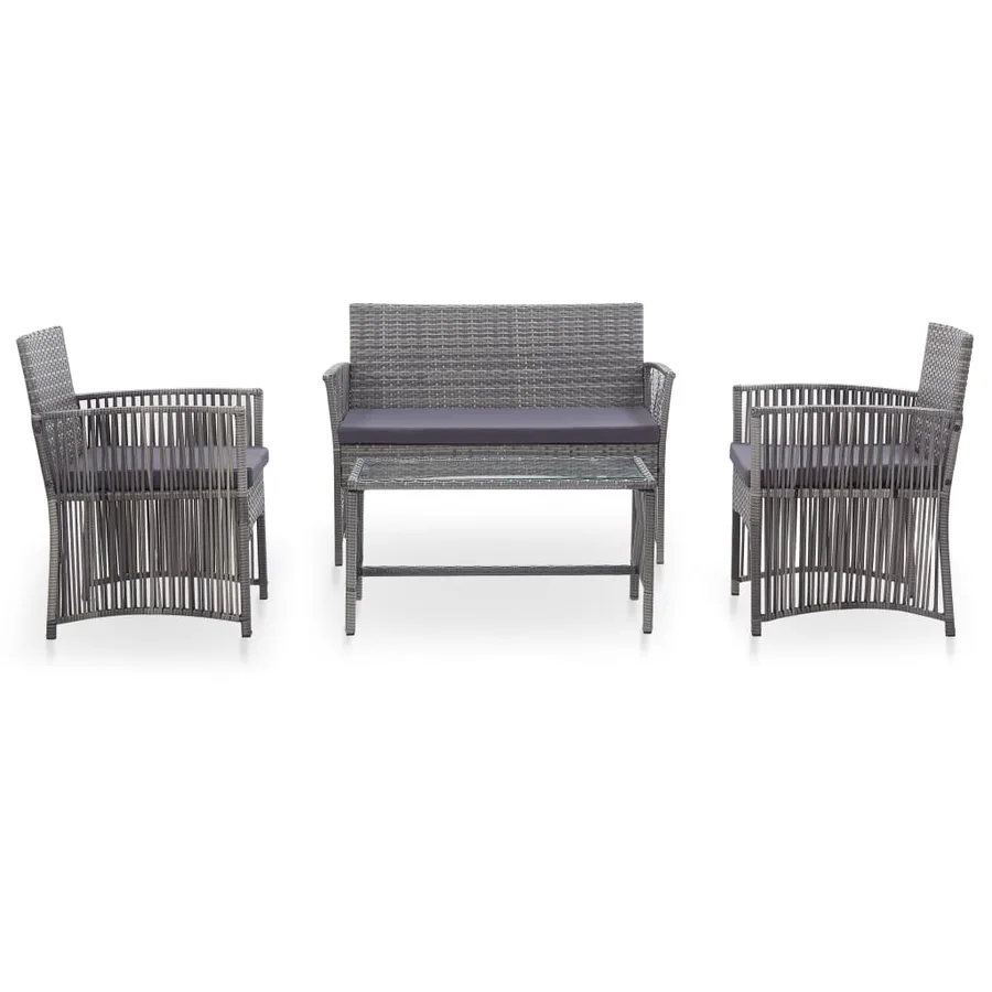 Salon de jardin 4 pcs avec coussin Résine tressée Anthracite - 2