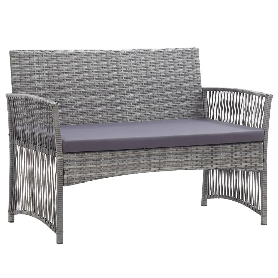 Salon de jardin 4 pcs avec coussin Résine tressée Anthracite - 8