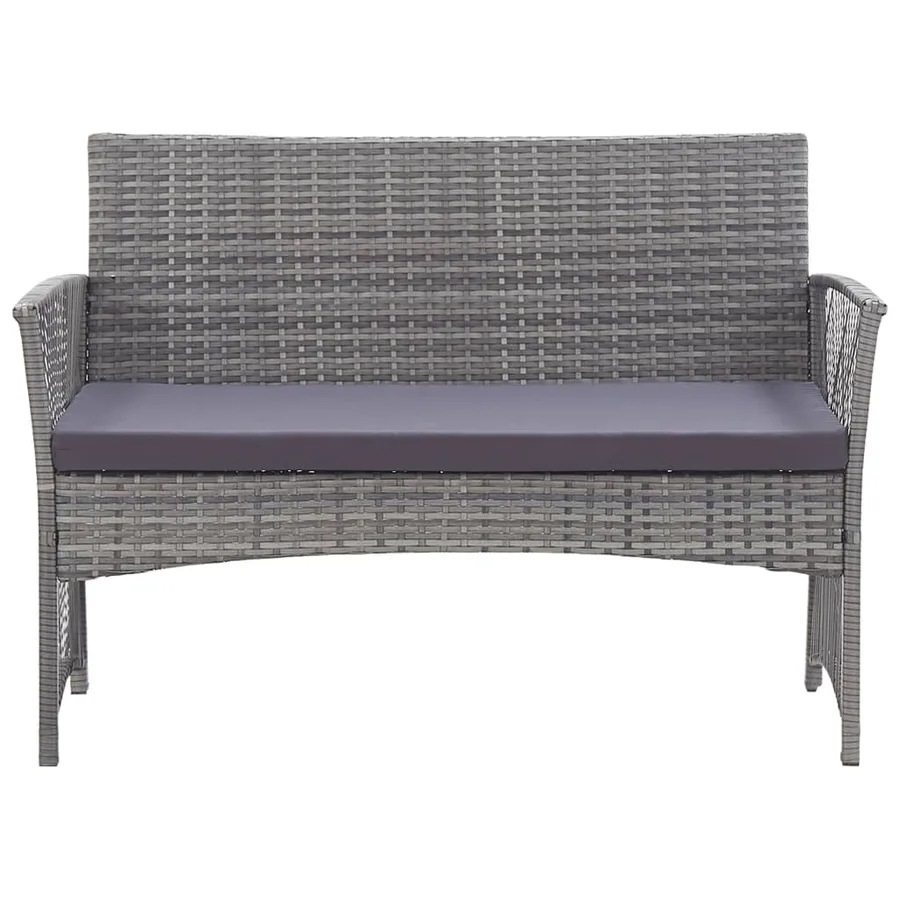 Salon de jardin 4 pcs avec coussin Résine tressée Anthracite - 9