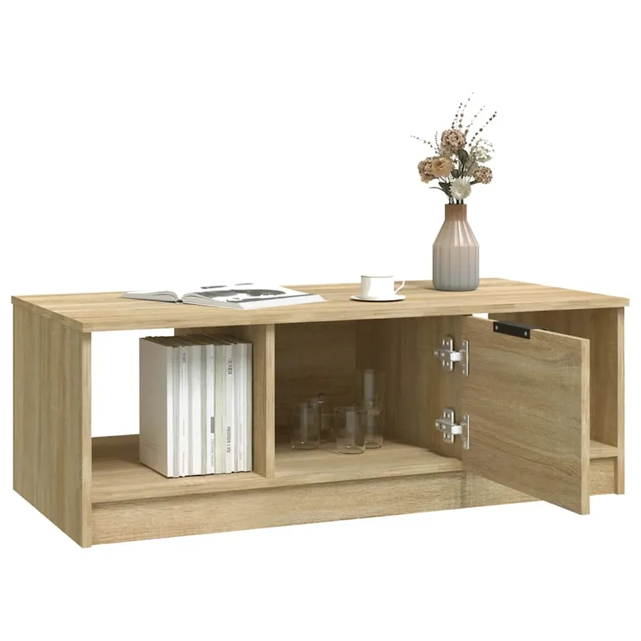 Table basse chêne sonoma 102x50x36 cm bois d'ingénierie - 6