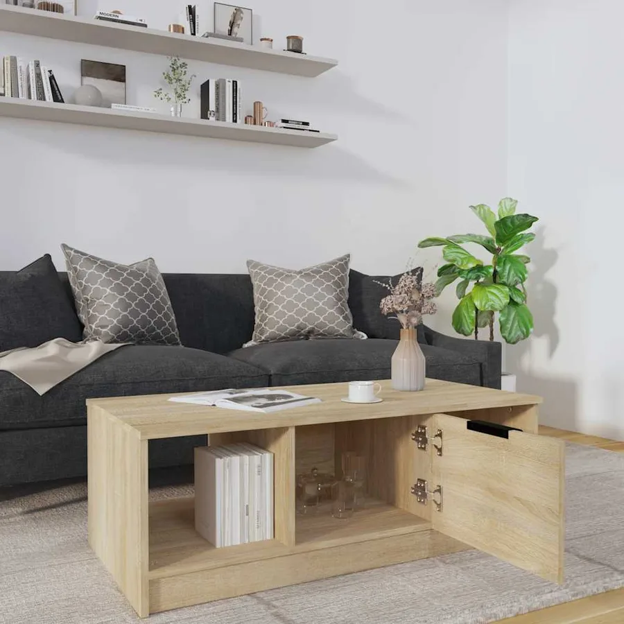 Table basse chêne sonoma 102x50x36 cm bois d'ingénierie - 7