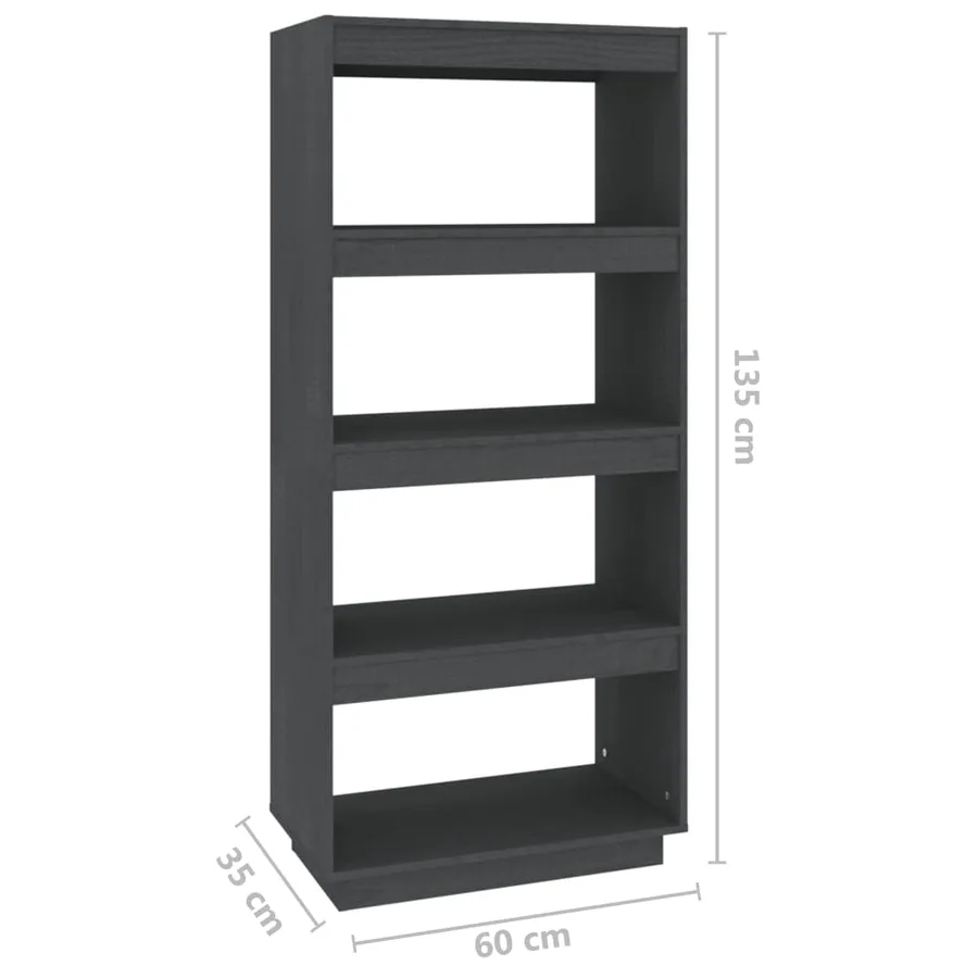 Bibliothèque/Séparateur de pièce Gris 60x35x135 cm Pin massif - 8