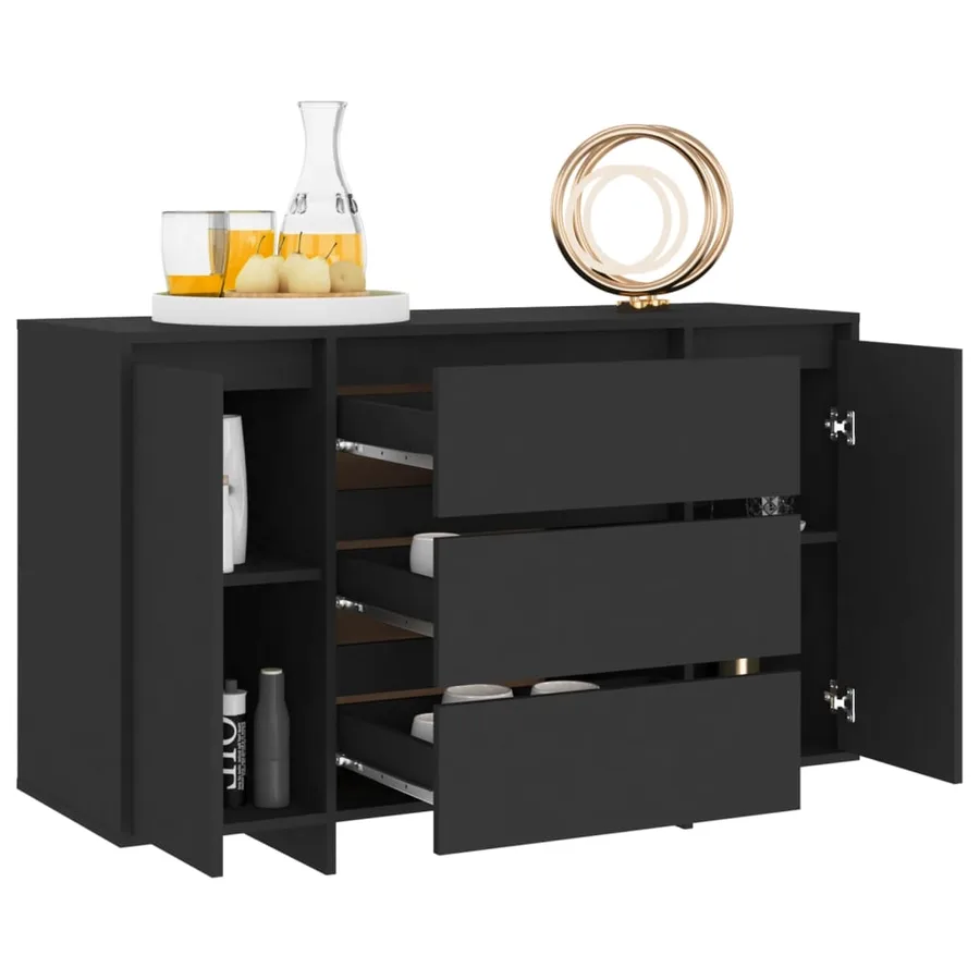Buffet avec 3 tiroirs Noir 120x41x75 cm Bois d'ingénierie - 3