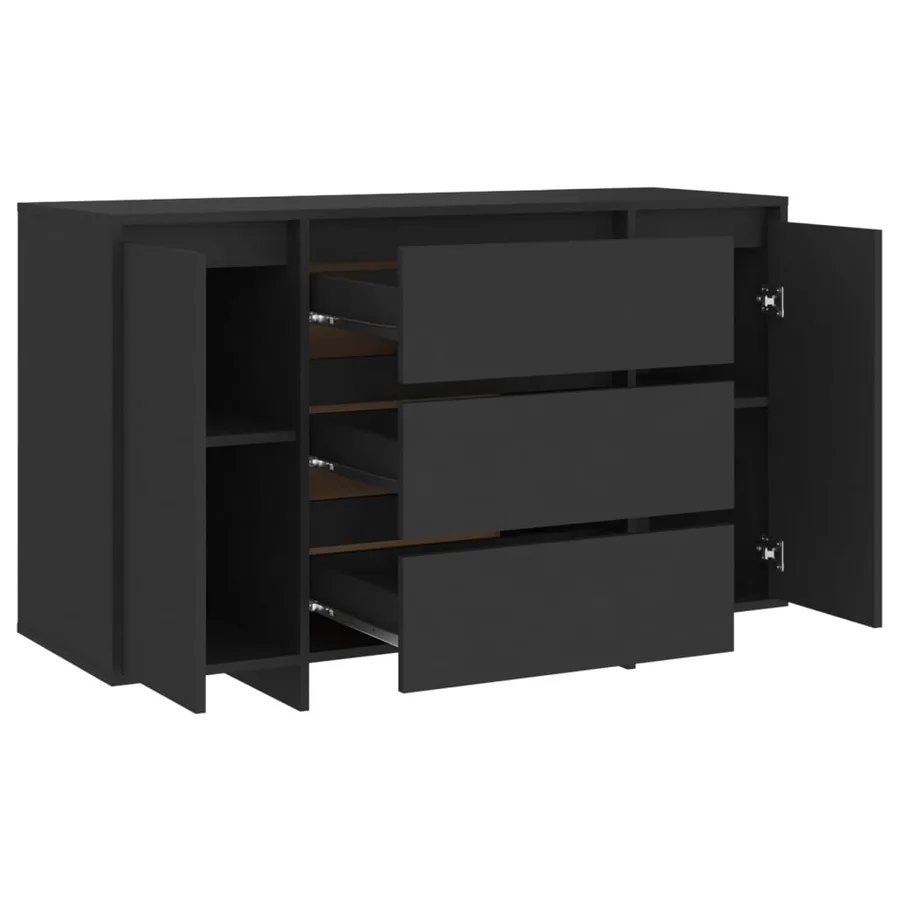 Buffet avec 3 tiroirs Noir 120x41x75 cm Bois d'ingénierie - 7