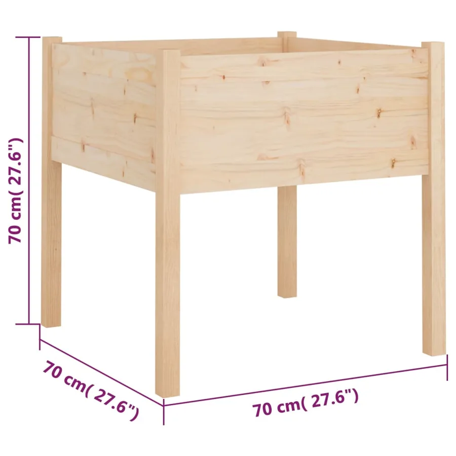 Jardinières d'extérieur 2 pcs 70x70x70 cm bois de pin massif - 8