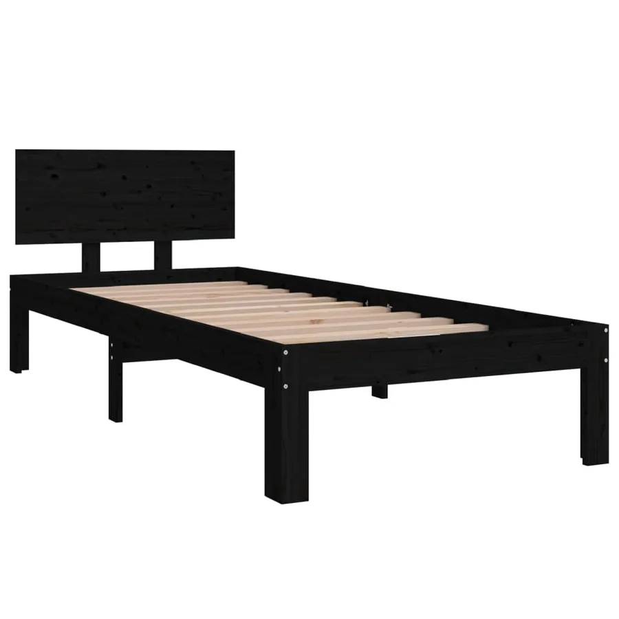 Cadre de lit sans matelas noir 75x190 cm - 3