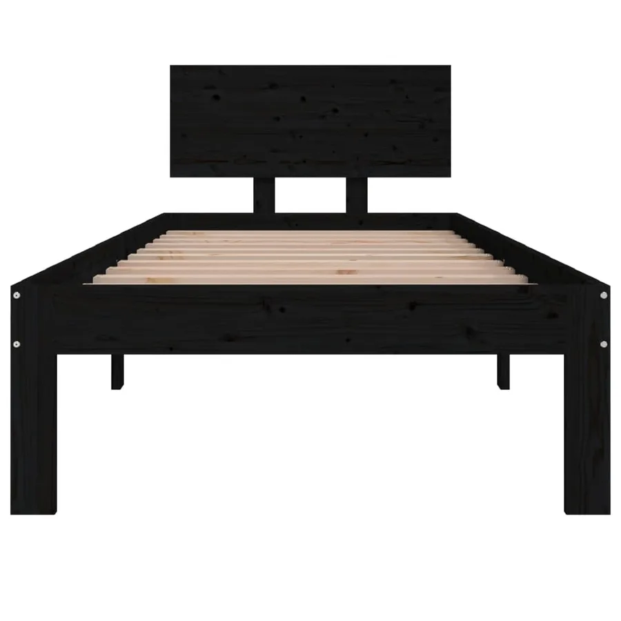 Cadre de lit sans matelas noir 75x190 cm - 4