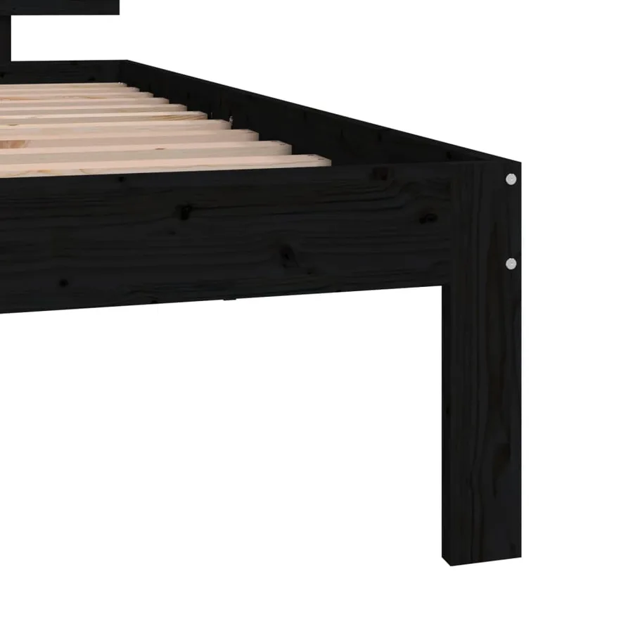 Cadre de lit sans matelas noir 75x190 cm - 6