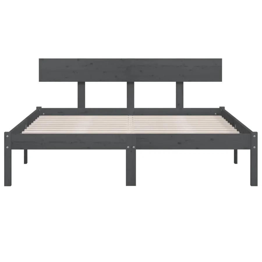 Cadre de lit sans matelas bois massif gris 200x200 cm - 4